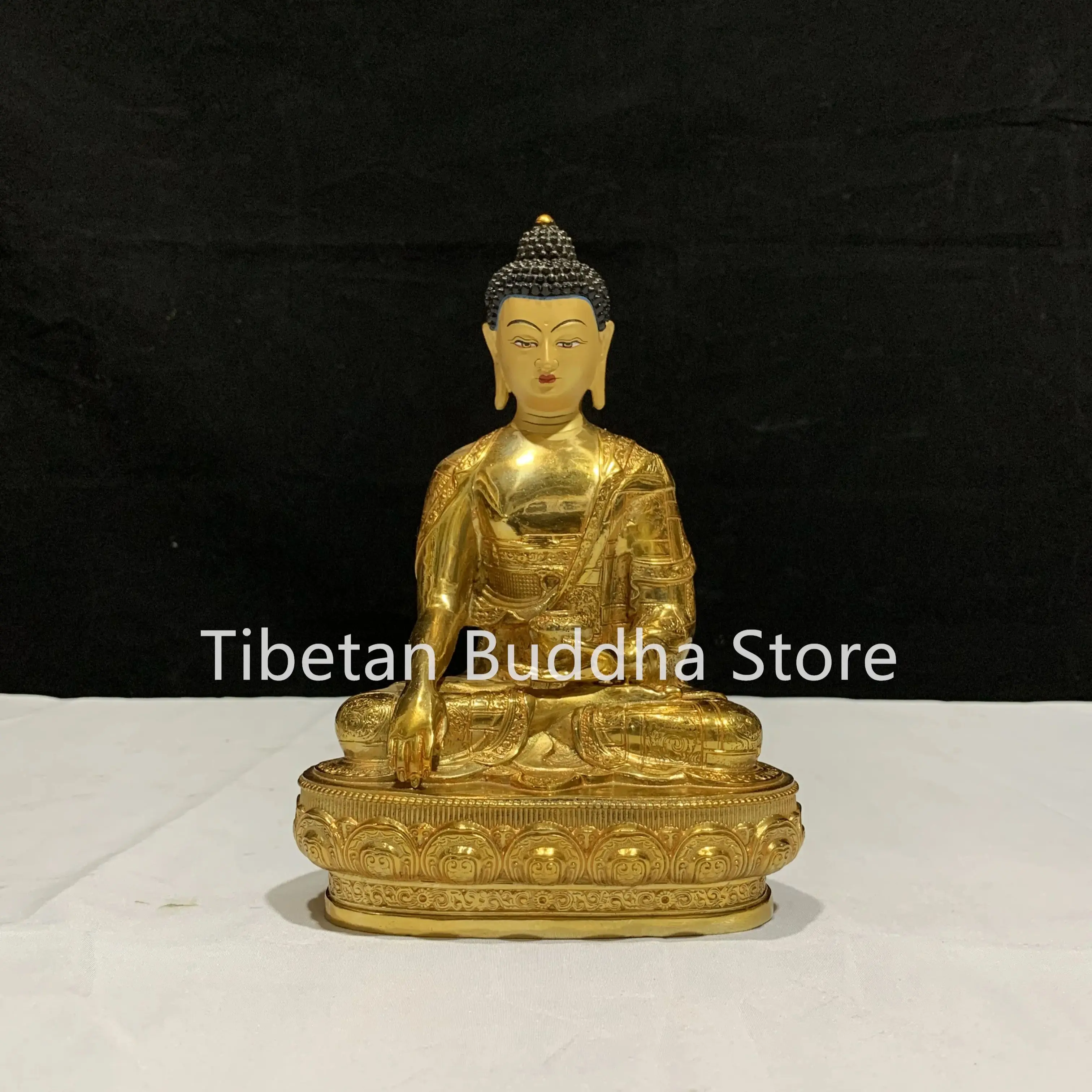 

21cm pure copper gilded Xizang craft Tibetan Buddha Sakyamuni at home to worship Sakyamuni Tantric bronze ornaments