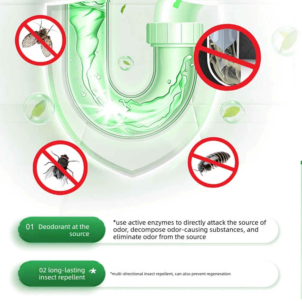 Pipe Cleaning Fragrance Pearls Sink Sewer Smell Remover Drain Odor-Neutralizer Fast-Acting Eliminates Bad Smells Fresh-Scented