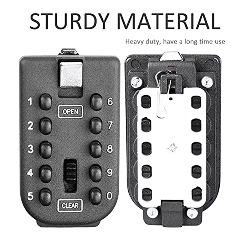 2X Key Lock Box For Outside Wall Mount, Key Storage Box, 10-Digits Combination Lockbox Button Key Box For Home