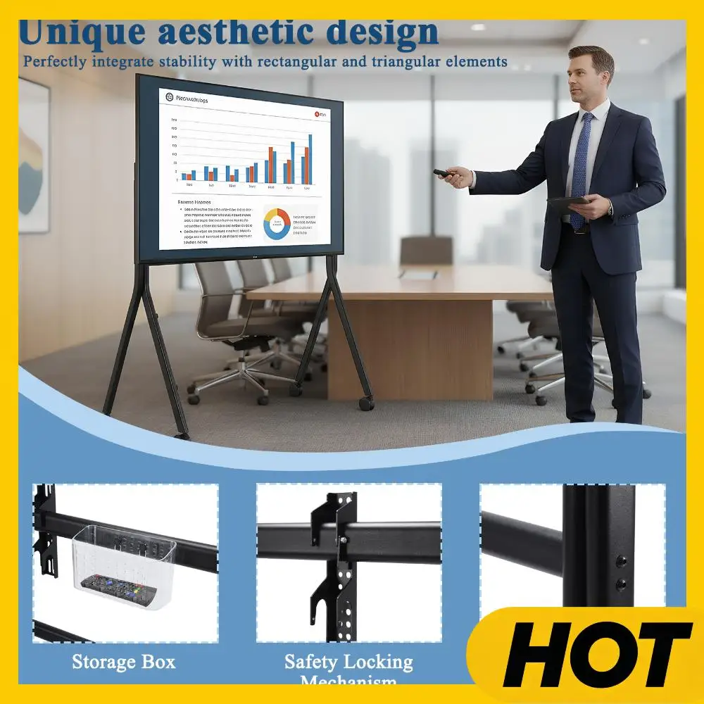 

Портативная напольная подставка для телевизоров 86-110 дюймов, универсальное крепление для плоских/изогнутых экранов, максимальная нагрузка 485 фунтов/220 кг, с блокирующимися колесами