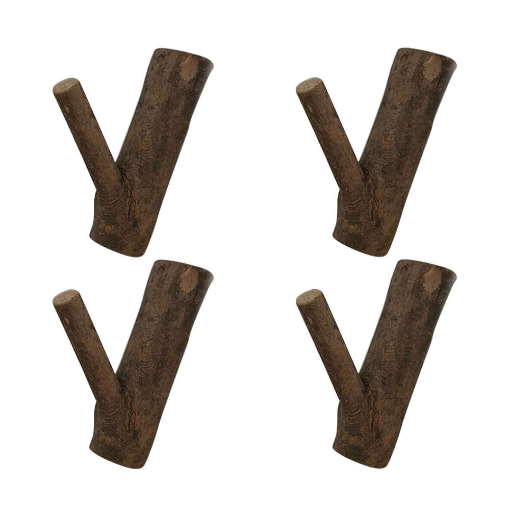 

4 Pcs Tree Branch Clothes Hook Wall Hooks Manual Decorative Log Creative Coat and Hat Hanger