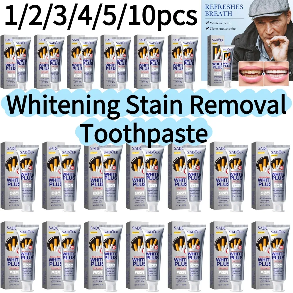  SADOER 1/2/3/4/5/10pcs Whitening Toothpaste Brightening Stain Removing Tobacco Stains and Yellow Protect Gums Fresh Teeth Care