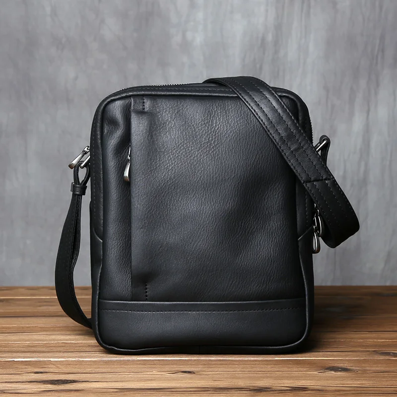 NZPJ Herren-Umhängetasche, Oberschicht, Rindsleder, Trend-Umhängetasche, Leder, lässig, Jugendmode, Herrentasche, geeignet für 10-Zoll-iPad – Detail 5