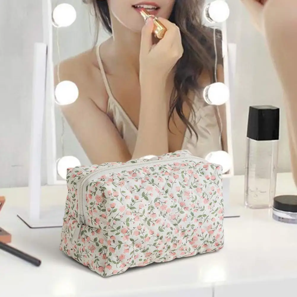 

Lipstick Perfume Storage Bag Floral Print Cosmetic Bag with Zipper Closure for Travel Toiletry Makeup Storage for Skincare