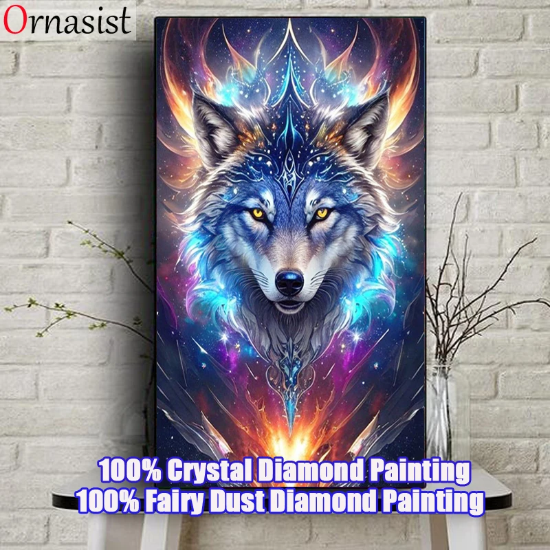 100% Full Fairy Dust Diamond Painting Cross Stitch Kit DIY Animal Wolf Diamond Embroidery 5D Crystal Mosaic Art Handicraft  Gift