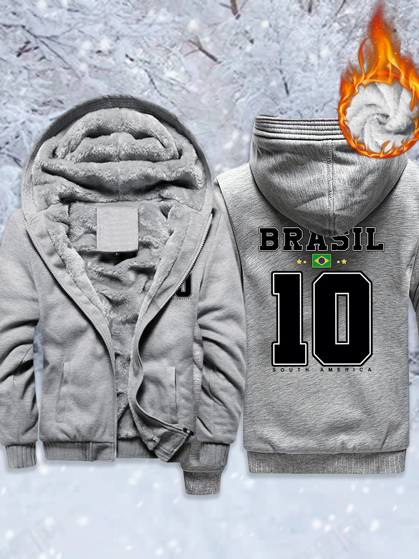 العالم البرازيل أمريكا الجنوبية الطباعة الرجال سترة سستة المتضخم رشاقته معاطف الشتاء هوديس عادية الصوف راجلان ملابس رياضية