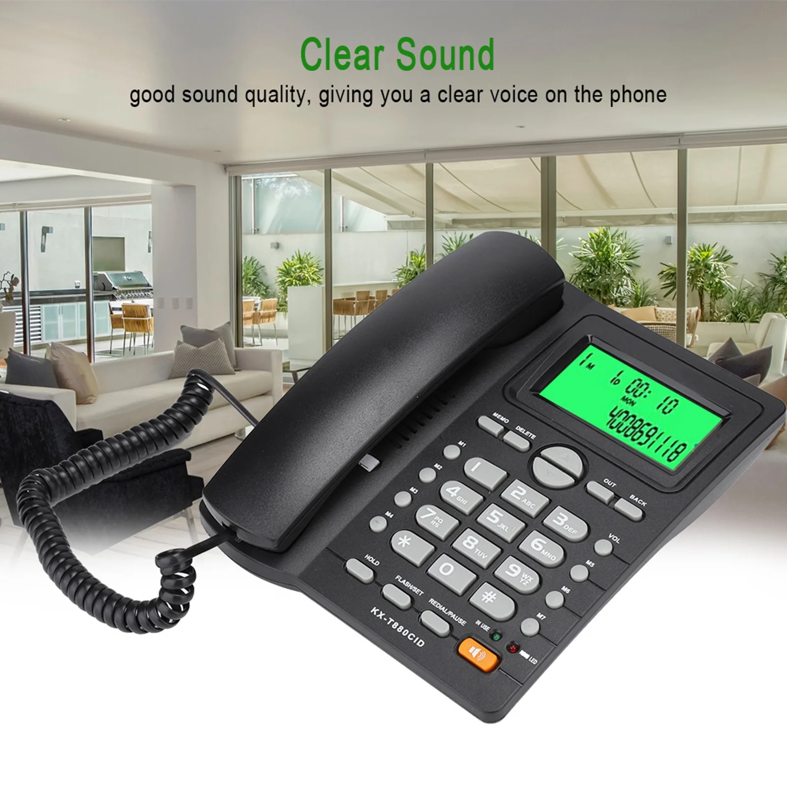 Home Telephone Landline Phone Telephone KX T880C Caller ID Display Landline Telephone No Battery Mute Function for Home