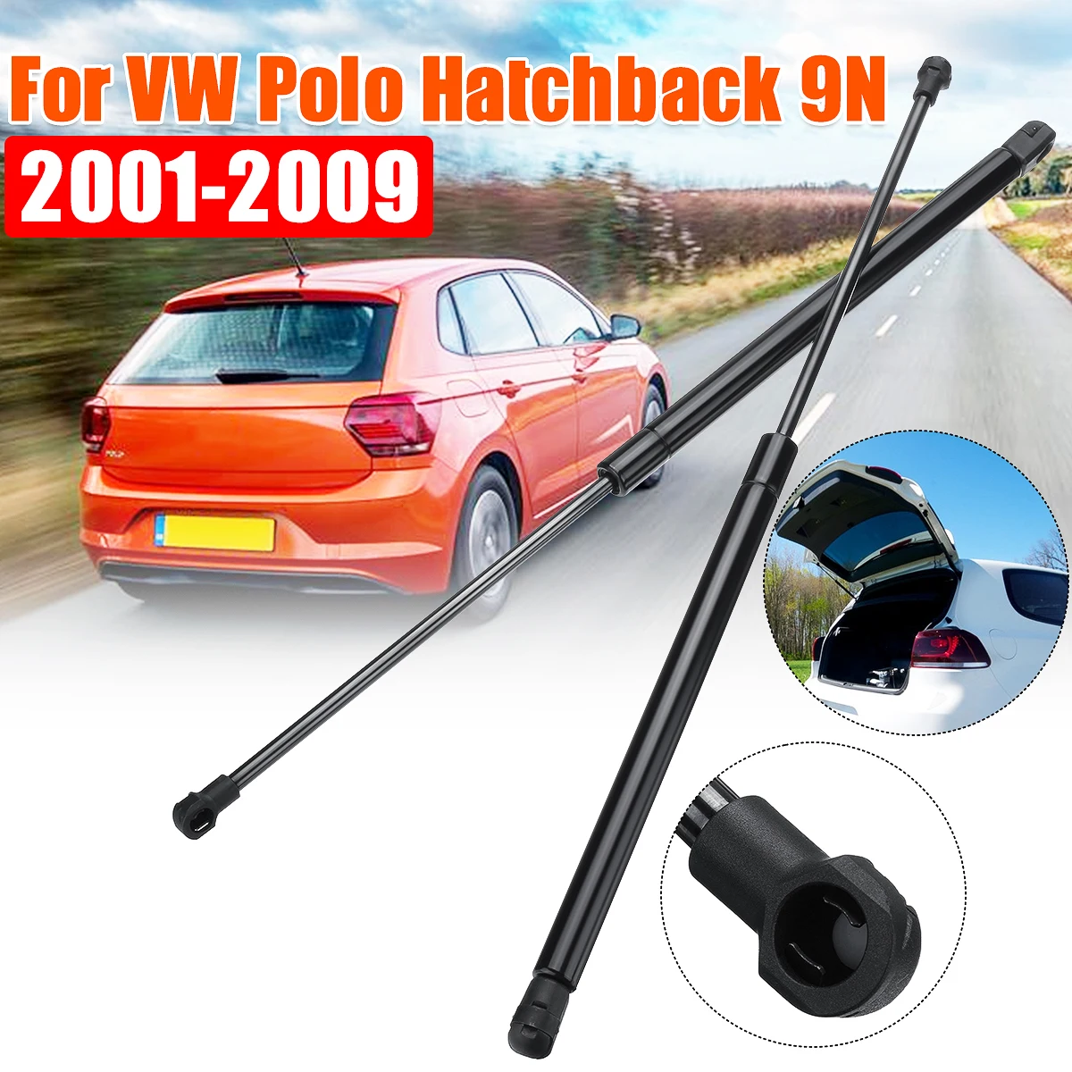 

2PCS Car Shocks Bars Tailgate Boot Gas Struts Support Lifters Damper Rod 6Q6827550C for VW Polo Hatchback 9N 2001-2009