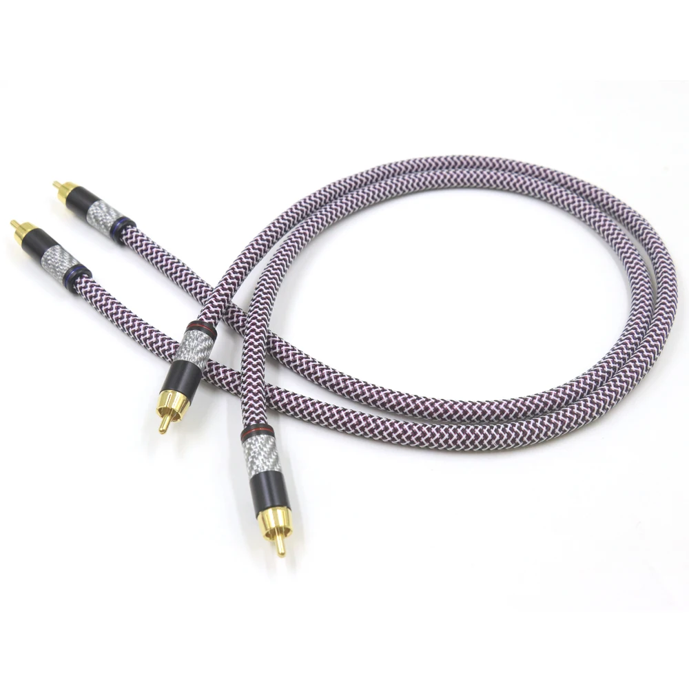 XLO HTP1用Hifiオーディオケーブル,金メッキカーボンファイバーのペア,2rcaケーブル,6n ofhc,ダブルrca信号線,rcaケーブル