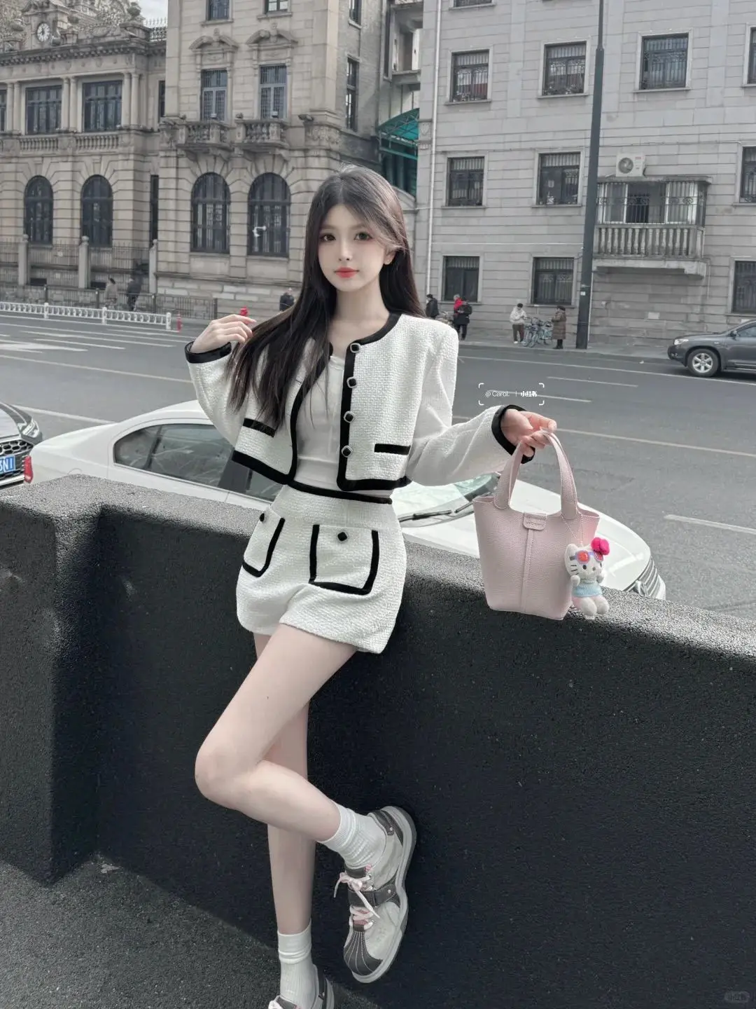 

2025 Spring New Women Casual High Waist Two Pieces Short Sets Fashion Elegant Slim Shirt White Spliced Suit Clothing