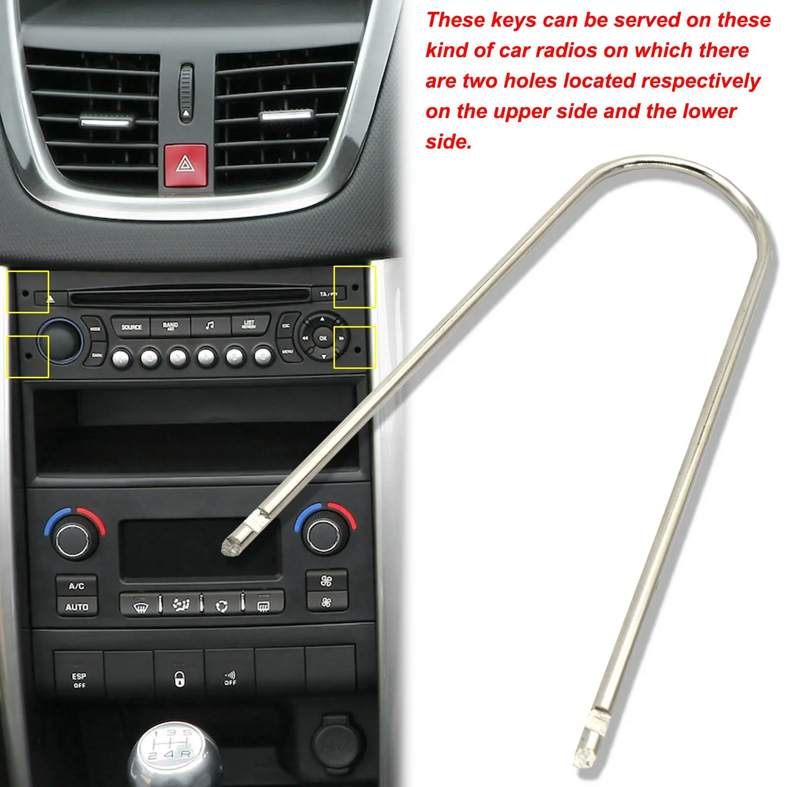 Llaves de extracción de Radio estéreo para coche, herramientas de cambio de desmontaje de CD de vehículo para Citroen C4, C5, Peugeot 206,