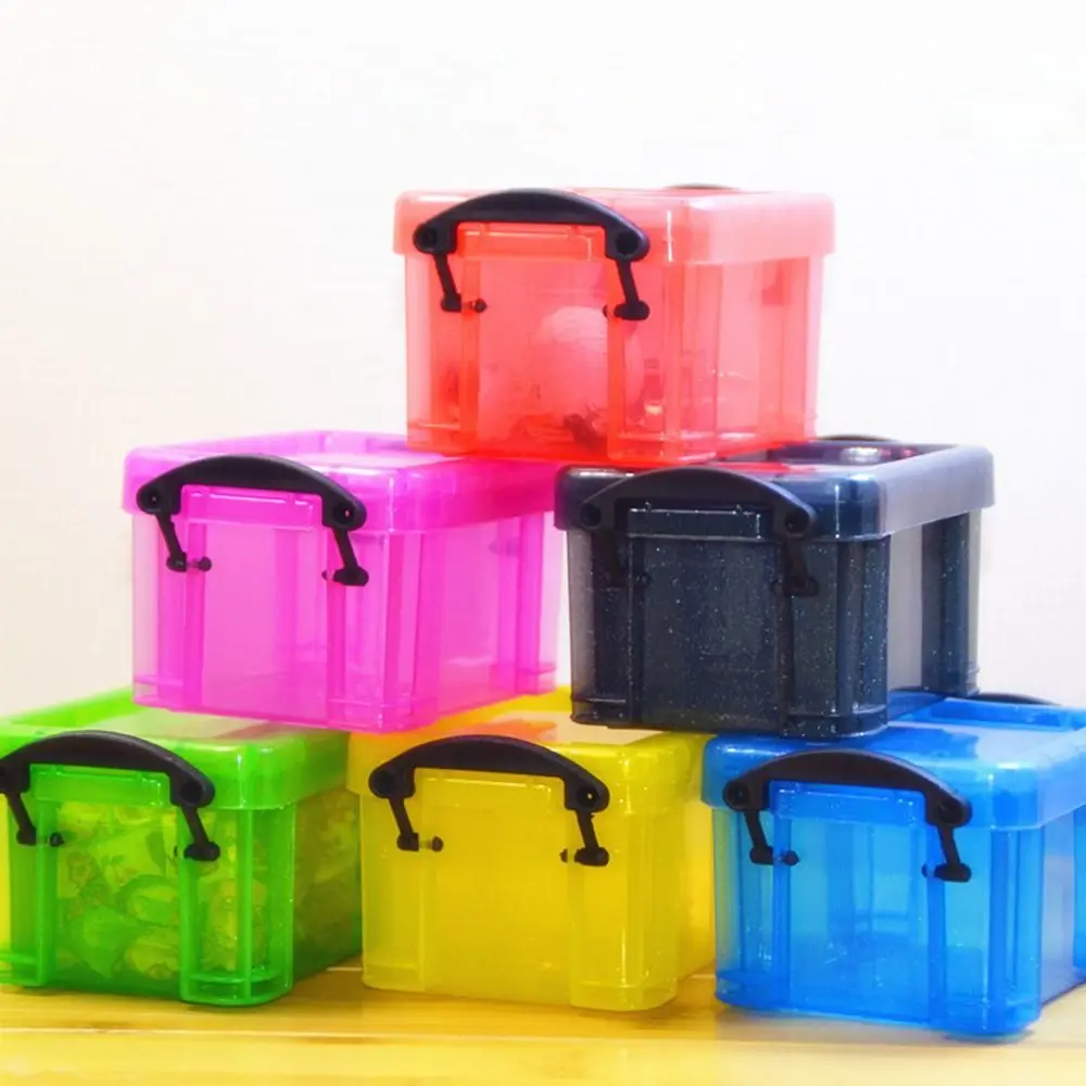 Multi-functional Mini Buckle Storage Box Transparent Minimalism Mini Storage Container Plastic Candy Color Desktop Organizer Box