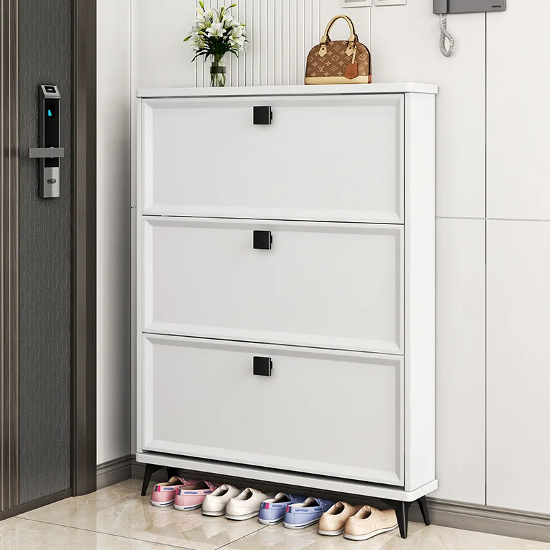 Ultra-thin shoe cabinet household door door tipping bucket entrance cabinet integrated cream wind small apartment simple modern