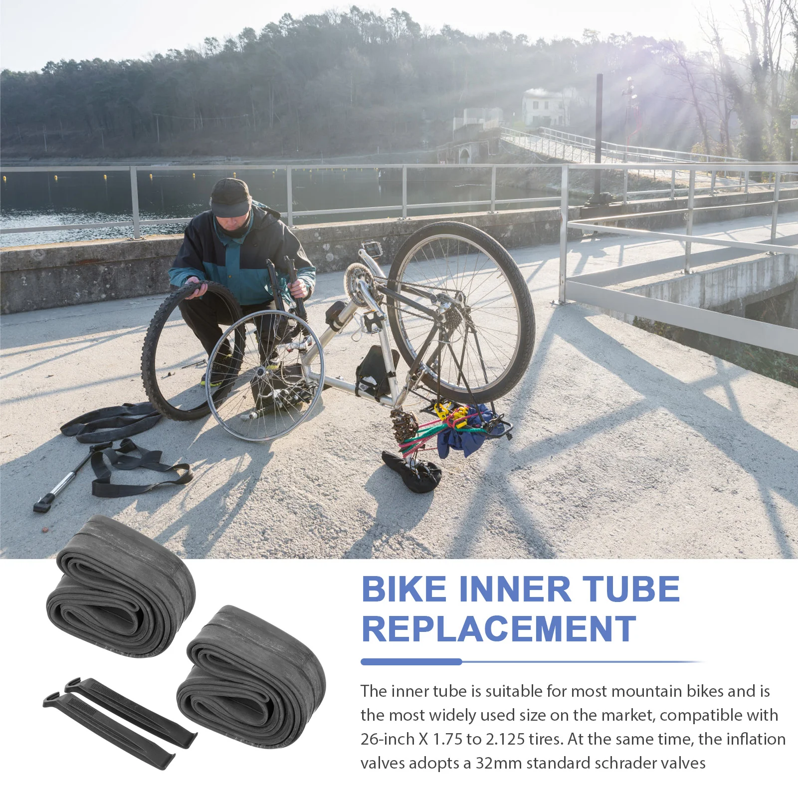 2 Pcs Bicycle Inner Tube Bike Tire Patch Kit Mountain Replacement Rubber Tubes Repair for Emergencies Abs Accessories