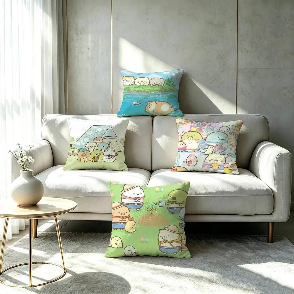 F-Sumikko Gurashi Pillow cover Soft Microfiber Pillowcase Home Sofa Decor Surprise Decorative printed.