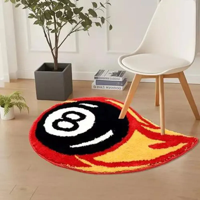 Black 8 Ball Rug Fashion Red Billiards 8 Carpet Bedroom Living Room Esports Room Decorated With Carpet Kids Room Game Mat