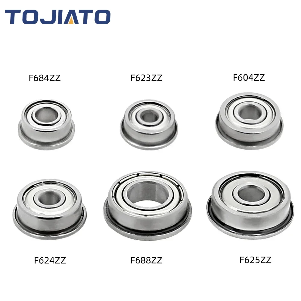 10pcs Flange Ball Bearings F604ZZ F623ZZ F624ZZ F625ZZ F684ZZ F688ZZ 3D Printers Parts Deep Groove Pulley Wheel GT2 Belt Parts