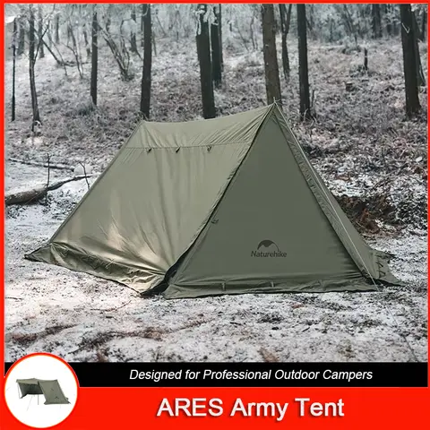 Naturehike Ares Professional Outdoor Camping Spacious Single Army Green Tent with Chimney Porthole Outlet