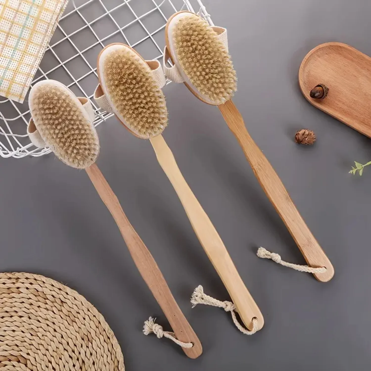 100% Solid Wood Bristle Shower Brush - Premium Quality Eco-Friendly Body Scrubber for Gentle Exfoliation