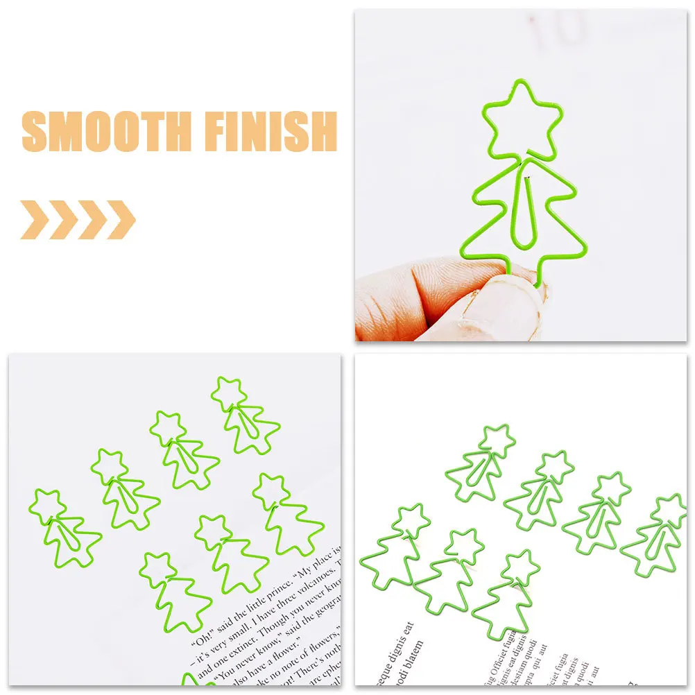 30 قطعة من مشابك الورق على شكل شجرة عيد الميلاد، حامل صفحة إشارة مرجعية معدنية لتزيين أدوات مكتبية للمدرسة والمكتب #3