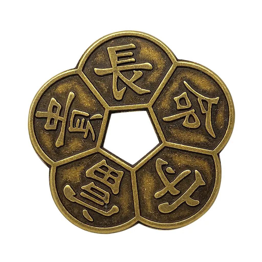 Old Chinese Bronze Coin Plum Flower Shaped Pendant Metal Charm for Collectible Souvenir Jewelry Making and Decoration
