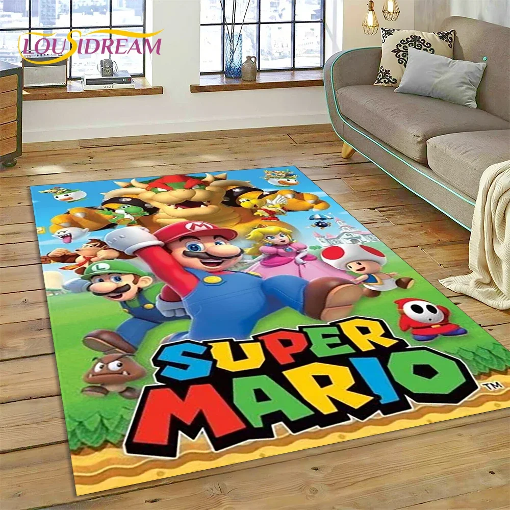 Tapis de sol 3D Bros-Mario HD rétro, tapis de dessin animé pour salon, chambre à coucher, canapé, paillasson, décoration, tapis antidérapant pour enfants