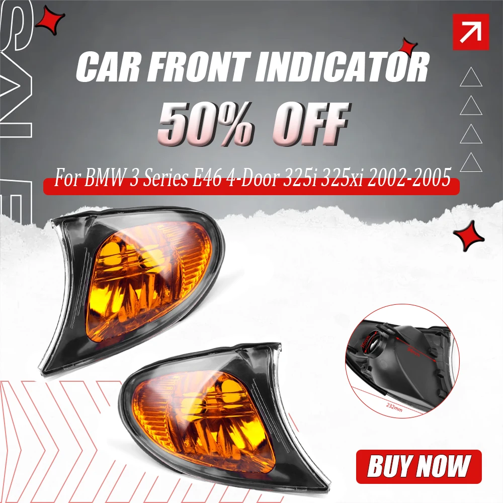 

Car Front Indicator Turn Signal Corner Lights for BMW 3 Series E46 4-Door 325i 325xi 2002-2005 63137165859 63137165860