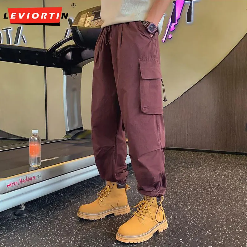 Hip Hop Cargo Pants For Men Fashion Loose Straight Wash Old Paratrooper Pants Casual Loose Straight Trousers Male Workwear