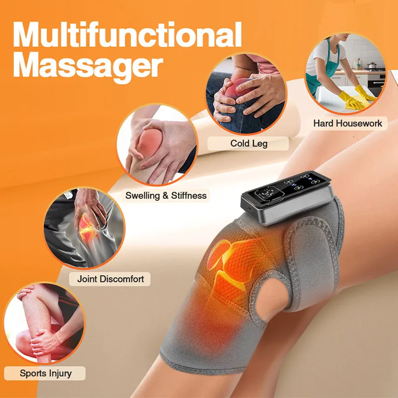 

Electric Heated Knee Massager with Vibration Therapy Adjustable Heat Levels for Pain Relief and Muscle Relaxation Black Strap