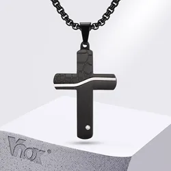 Vnox Personality Cross Pendant Necklaces for Men,Bold Thicken Stainless Steel Map Texture Cross Necklaces,Christ Religion Collar