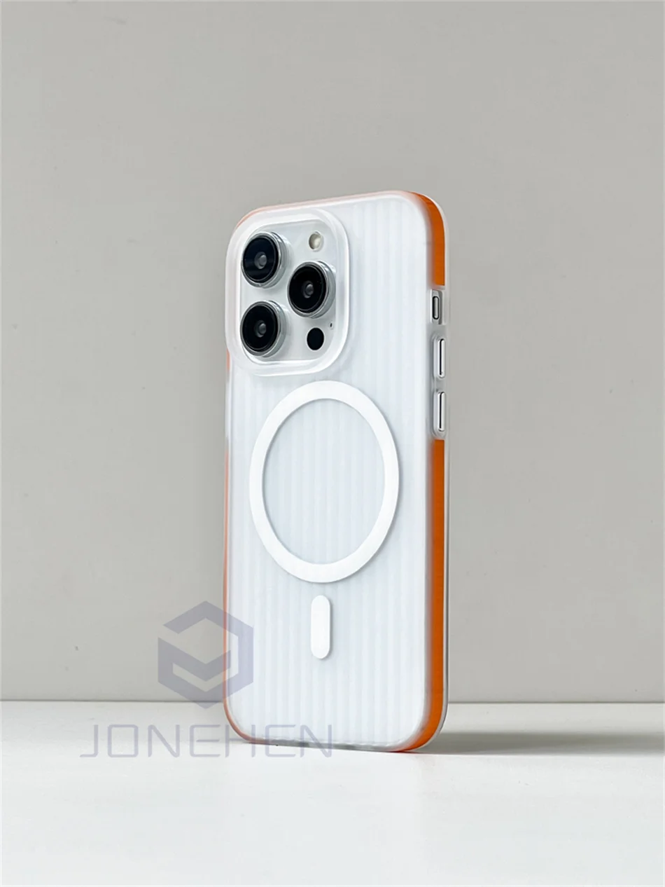 Modello ondulato per custodia di ricarica wireless magnetica Magsafe per iPhone 15 14 13 12 16 Pro Max paraurti antiscivolo copertura trasparente opaca