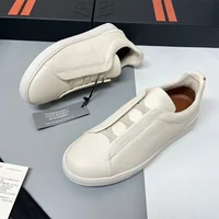 Chaussures à lacets en cuir véritable de haute qualité, style vintage, printemps-automne 2026, pour homme, couleur unie, bout rond, coupe basse, semelle plate. 6