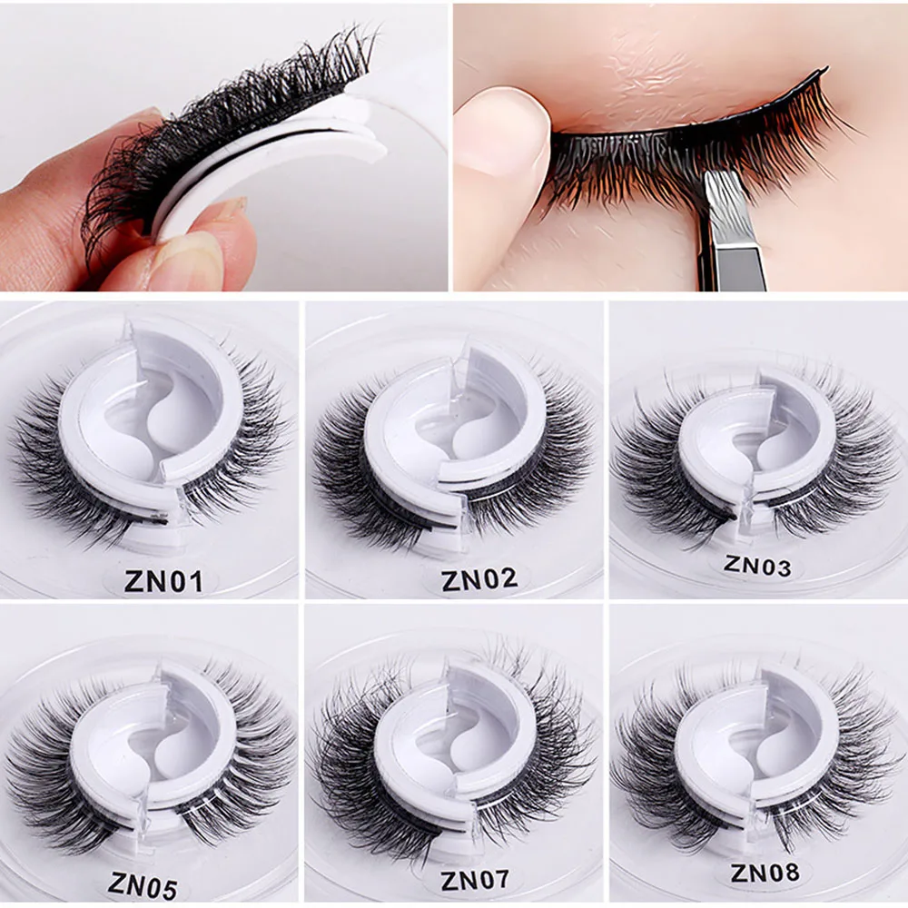 1 Pair Glue Free Eyelashes Self-adhesive Eyelashes Reusable 3 Seconds To Wear Multi-style Eyelash Supplies Daily Makeup Tool