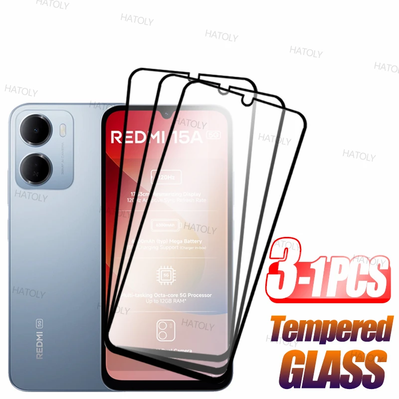 

3/2/1PCS Tempered Glass For Xiaomi Redmi 15a 5G Screen Protector Xiaomi Redmi 15a Full Glue Anti-Scratch Glass For Redmi 15a 5G