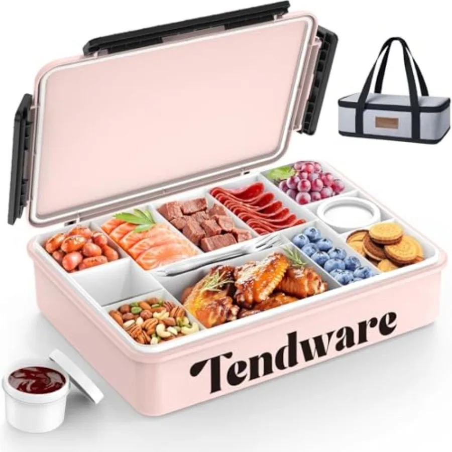 

Chilled Portable Snackle Box Container Insulated Bag Keep Food Warm 12 Compartment Divided Serving Tray Reusable Ice Pack Chris