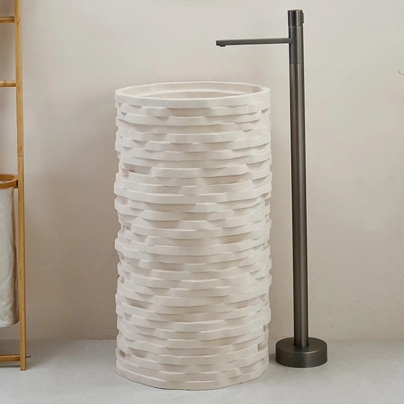 

Personalized, bathroom, integrated floor standing washbasin, creative art circular column basin