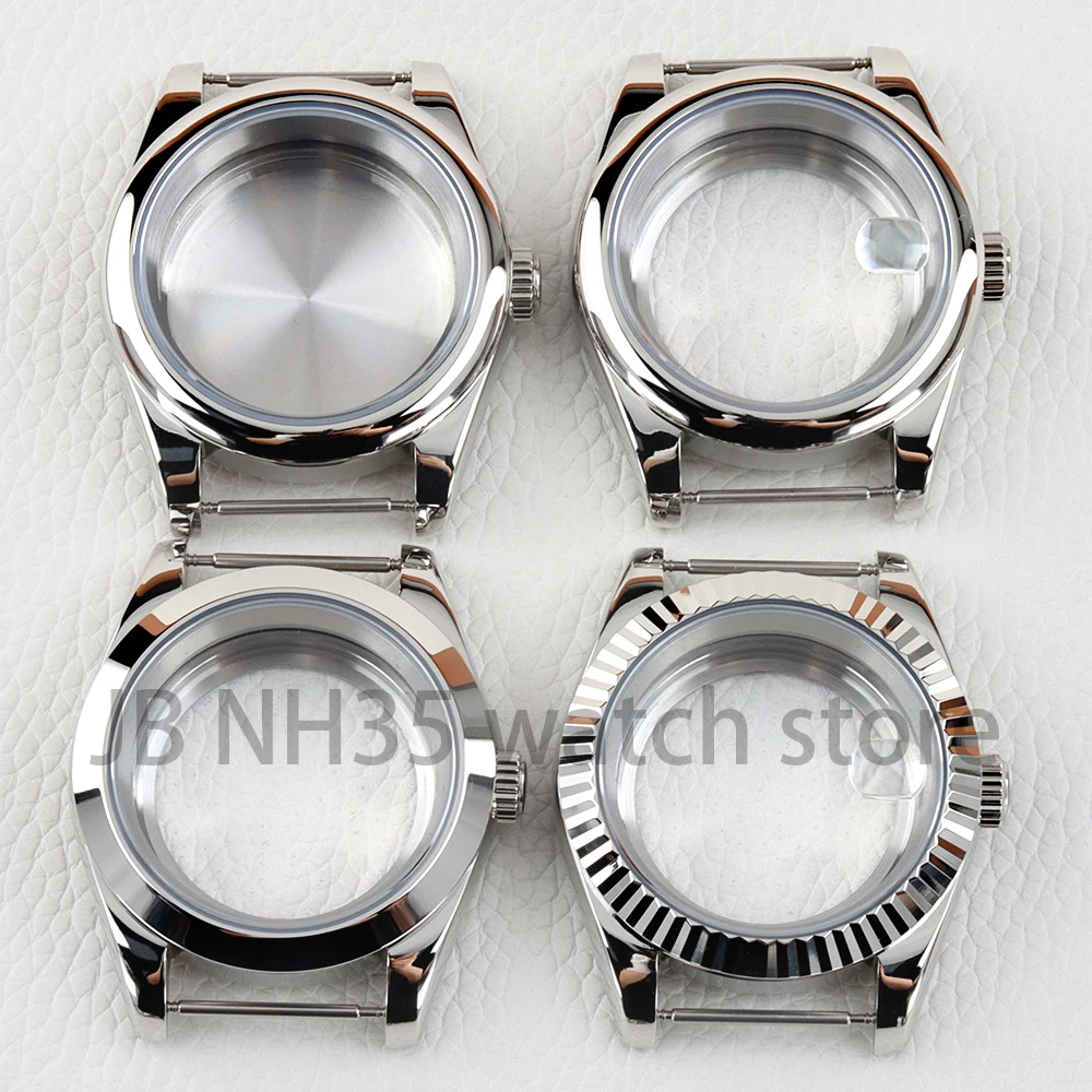 

36mm/39mm Silver Watch Case Sapphire Glass Solid 316L Stainless Steel for Datejust Seiko NH35 NH36 Movement 28.5mm Dial