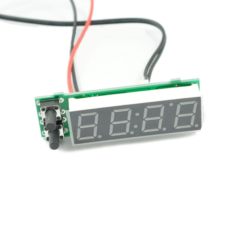 12V 3 IN 1 Thermometer Temperature Clock Voltmeter LCD Screen LED Digital Display Electronic Clock Brightness Adjustment H9EE