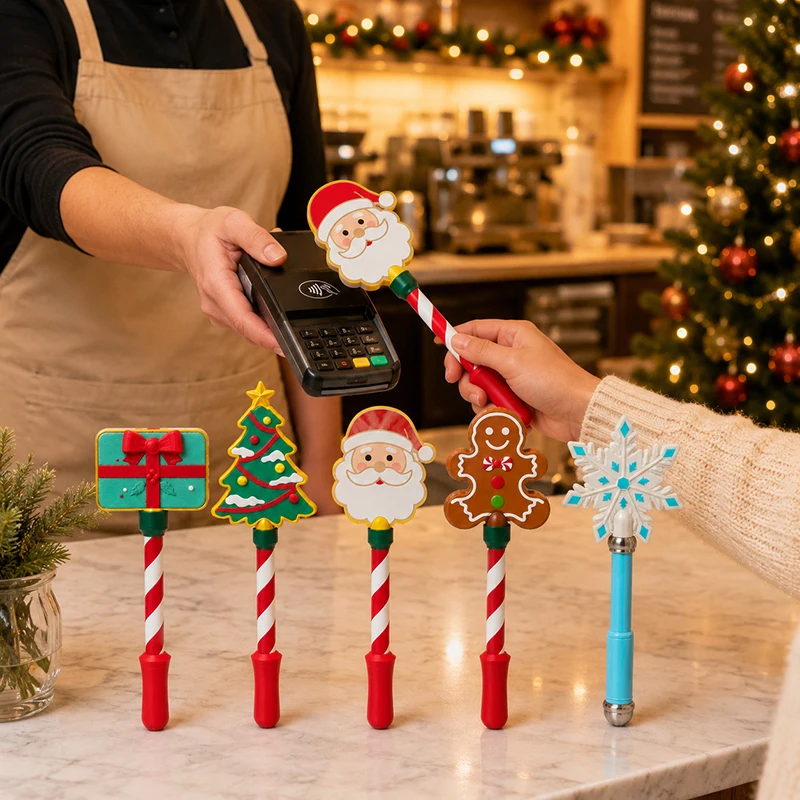Christmas Tap Wand 3D Printed Credit Card Holder Contactless Payment Clip Xmas Magic Stick Portable Novelty Bank Card Storage