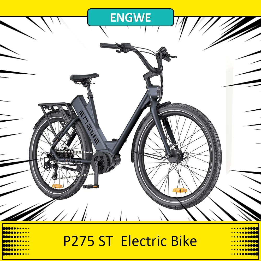 ENGWE P275 ST Urban Electric Bike 250W Brushless Mid-drive Torque Sensor Motor 36V 19.2Ah Battery 27.5'' Spoke Tires LED Display