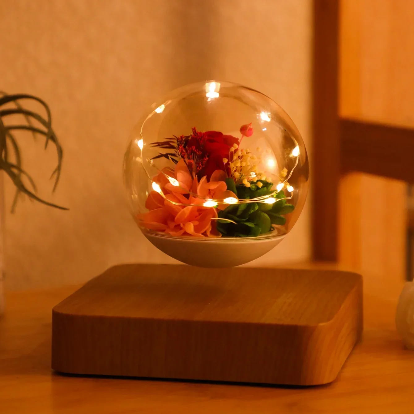 Floating a Transparent Flower Ball LED lights Levitating Lamp Create Romantic Gifts For Your Loved Ones on Valentine's Day