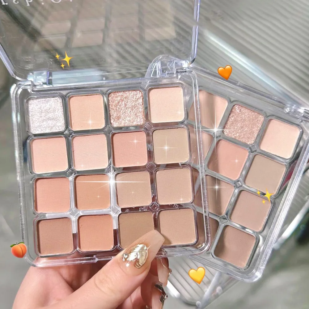 New 16 Colors Eyeshadow Palette Neon Warm Blendable Matte Eyeshadow Palette Nude Pigment Sequins Eyeshadow Eye Makeup Tool