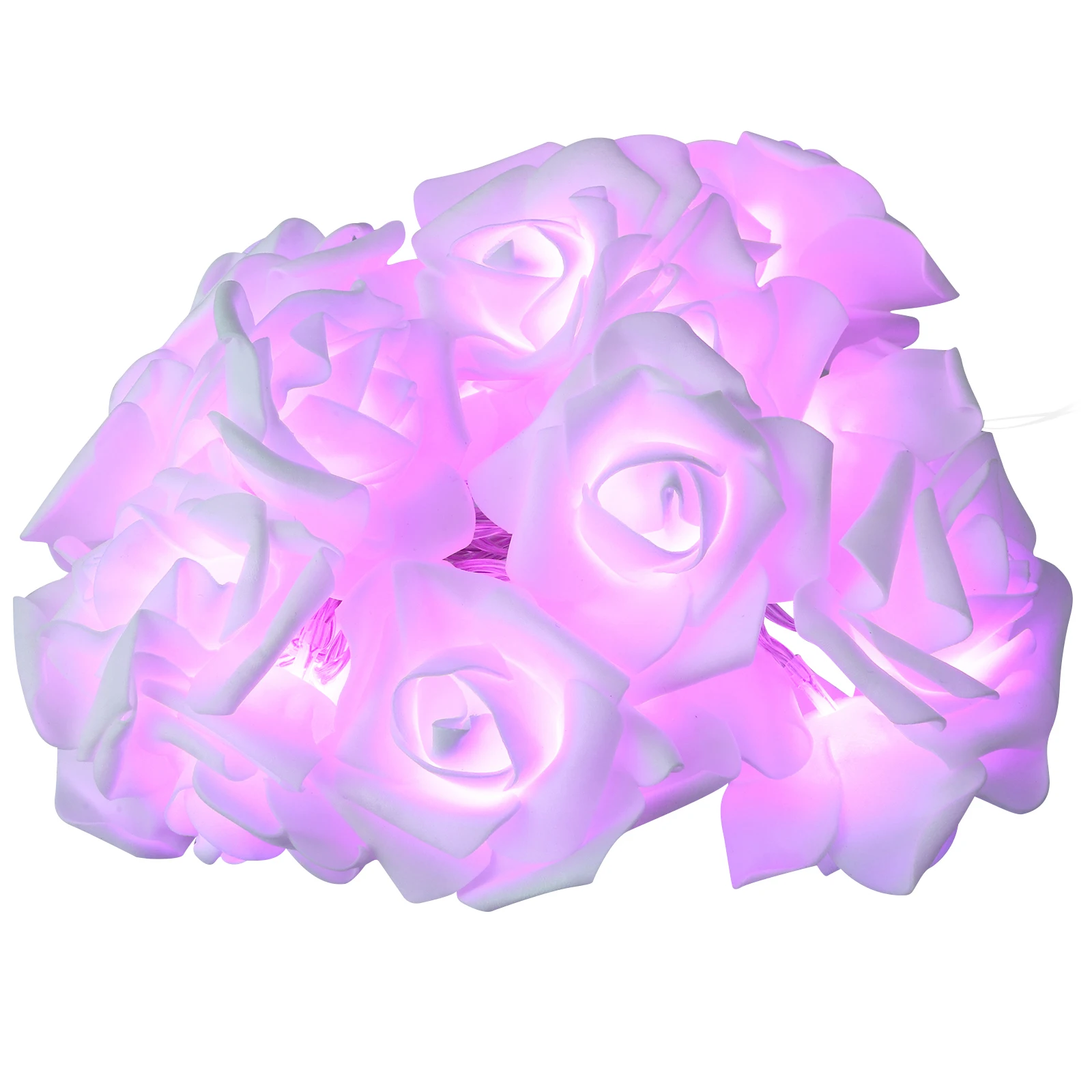 

20 LED Operated Purple Rose Flower String Lights Light Decorative for Home Wedding Christmas Party (Warm White)