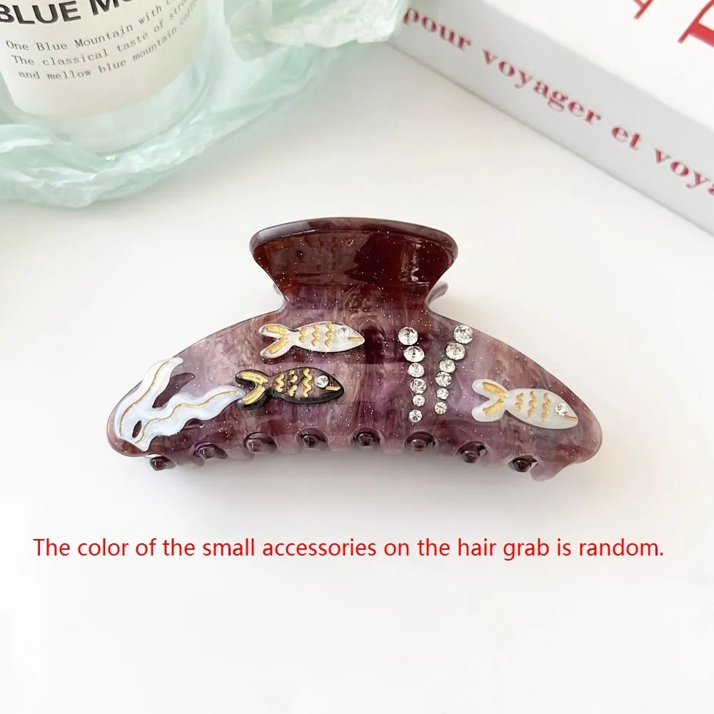 

Fashion Starfish Ocean Shell Hair Grab Pearl Shark Clip Rhinestone Hair Claw Hairpin Geometry Acrylic Shark Clip Streetwear