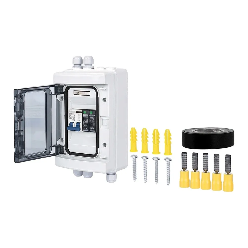 DC500V Photovoltaic Combiner Box with 40A DZ47Z Breaker IP65 Enclosure 2P 40KA and Screws for Secure Outdoor Mounting
