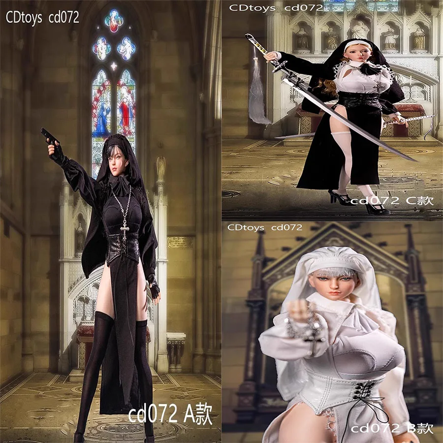

cdtoys cd072 1/6, одежда монахини на Хэллоуин, комплект на высоком каблуке, подходит для 12-дюймовой экшн-фигурки, модель игрушки в наличии