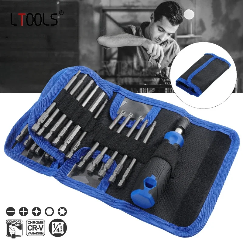 

Hi-Spec 1/4 Power Magnetic Screwdriver Drill Bit Holder Electric Mini Long Bit Screwdriver CRV Extra Long Bit Set with Handle