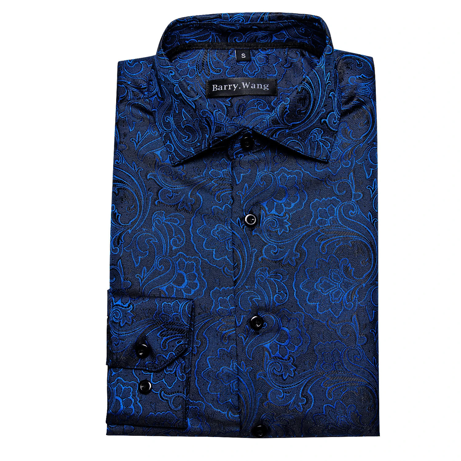 Designer Silk Shirts for Men Blue Black Red Green White Gold Pink Brown Purple Paisley Flower Long Sleeve Spring Slim Tops