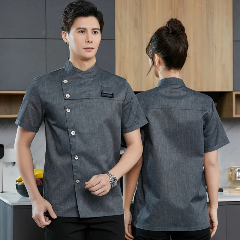 Chef Set cuoco vestito cameriere uniforme e grembiule Chef vestito a due pezzi giacca cuoco con grembiule cameriere vestito grigio ristorante Hotel