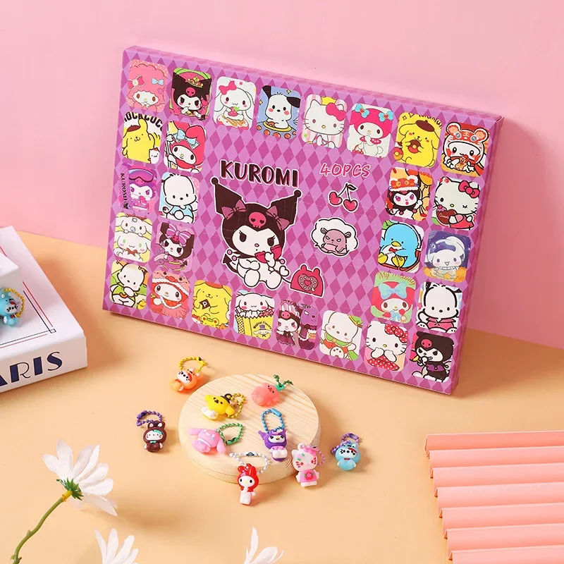 40pcs Sanrio Surprise Blind Box Kuromi Hello Kitty Christmas Advent Calendar Box Cinnamoroll Anime Doll Hanging Toy Gift